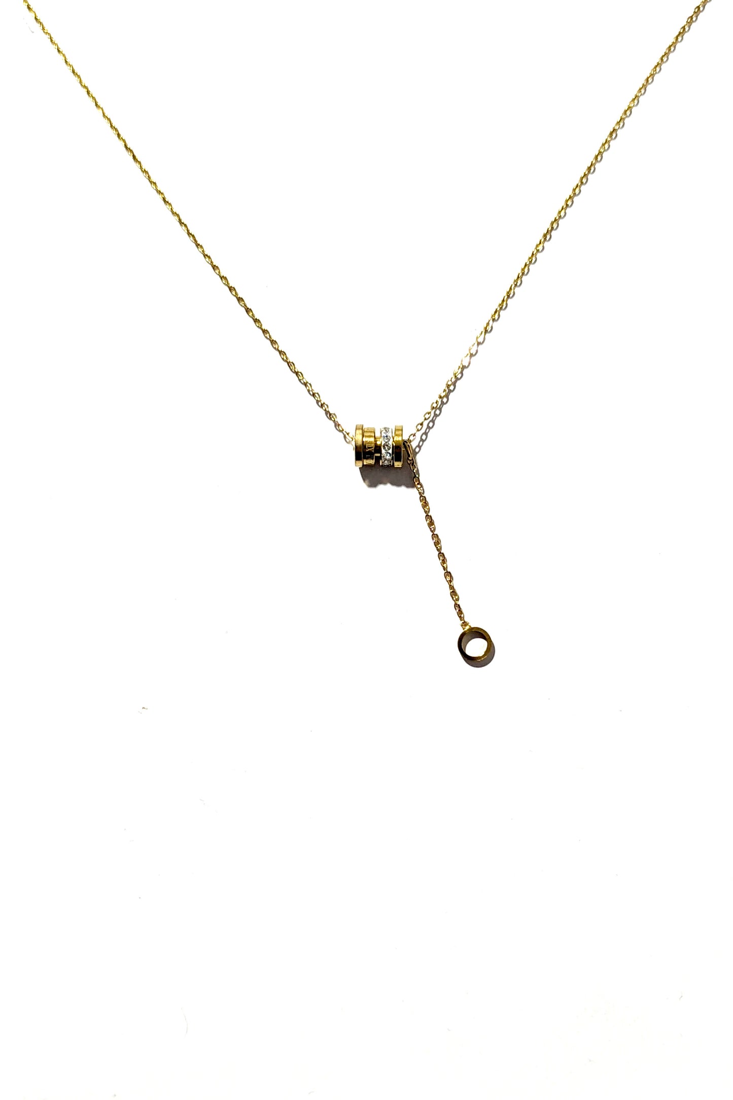 Gold Barrel Ring Necklace