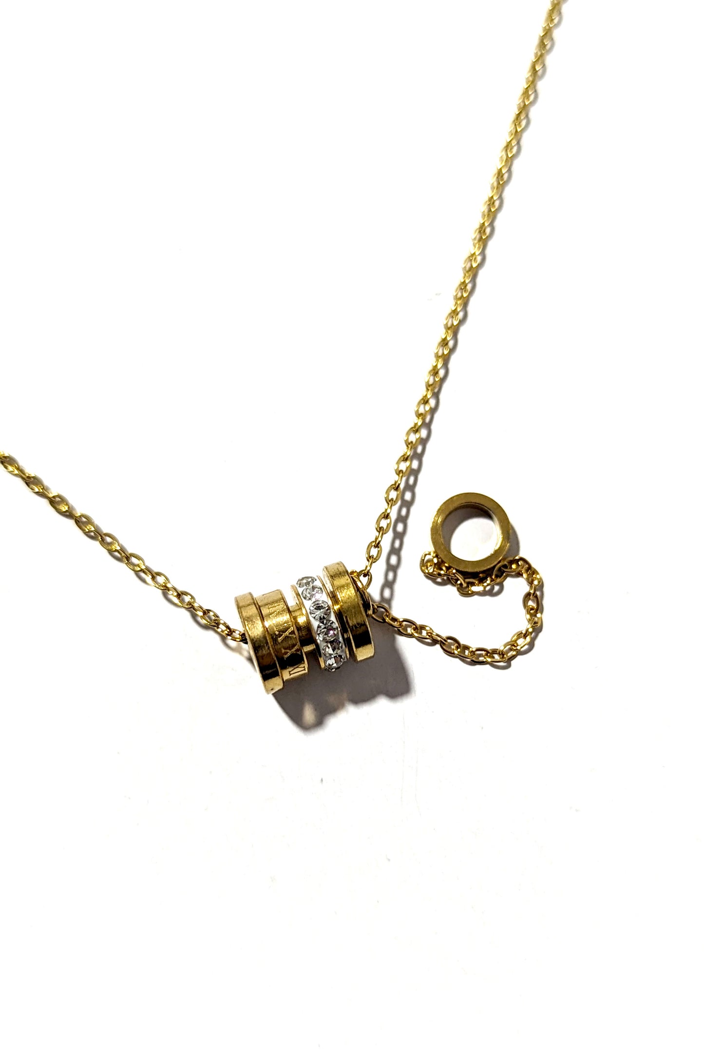 Gold Barrel Ring Necklace