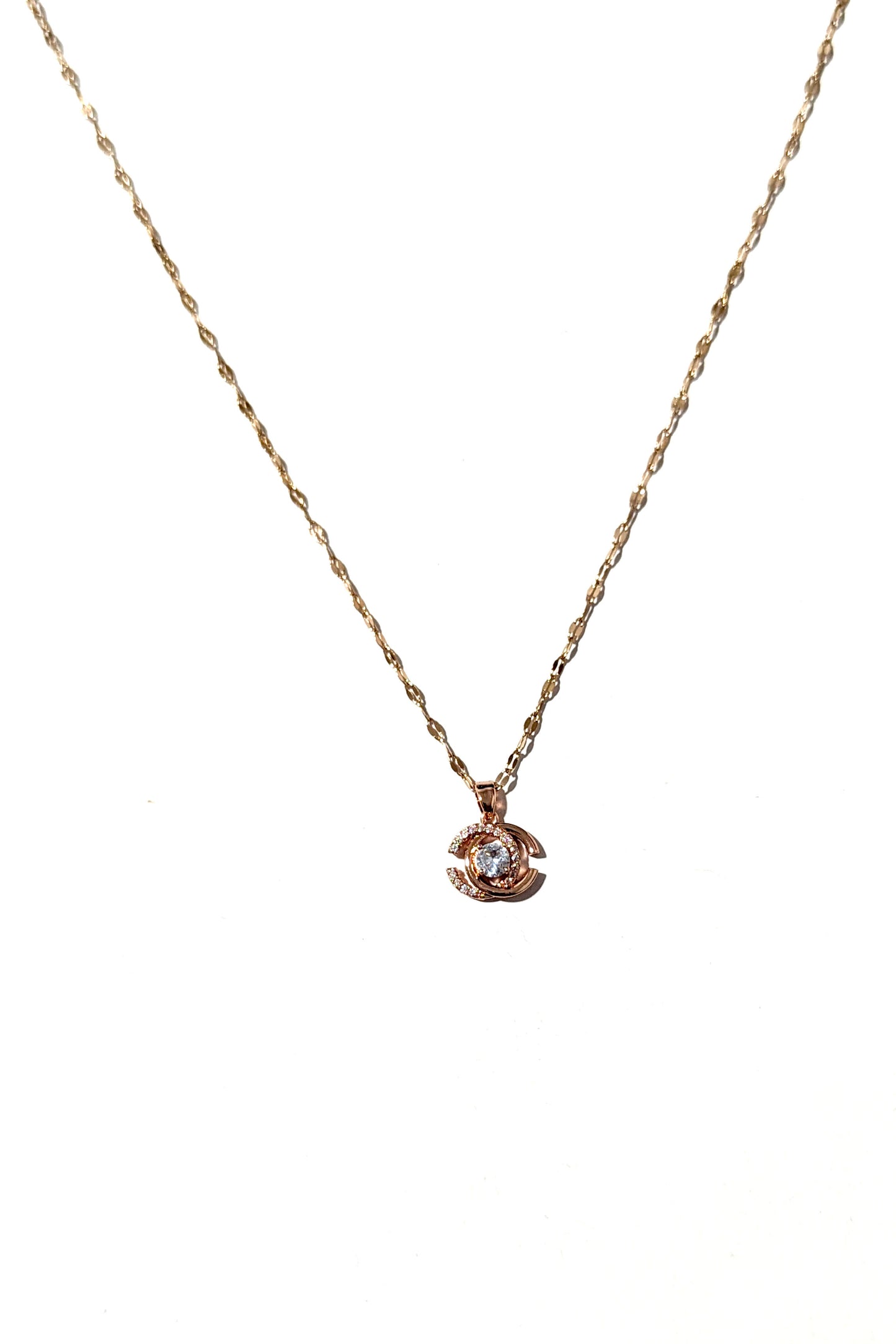 Rose Gold Centre Diamond 'C' Necklace