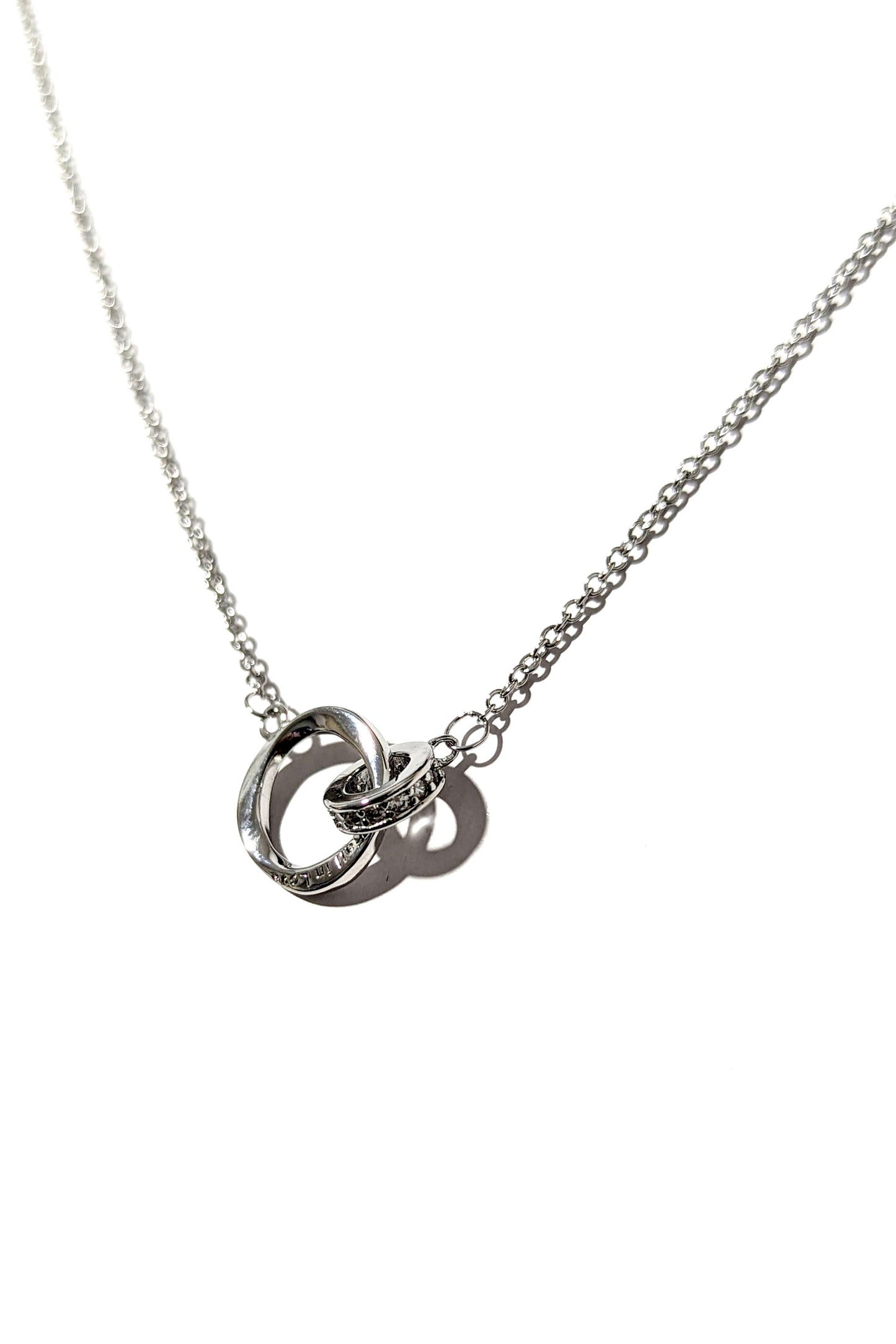 Silver Double Rings Necklace