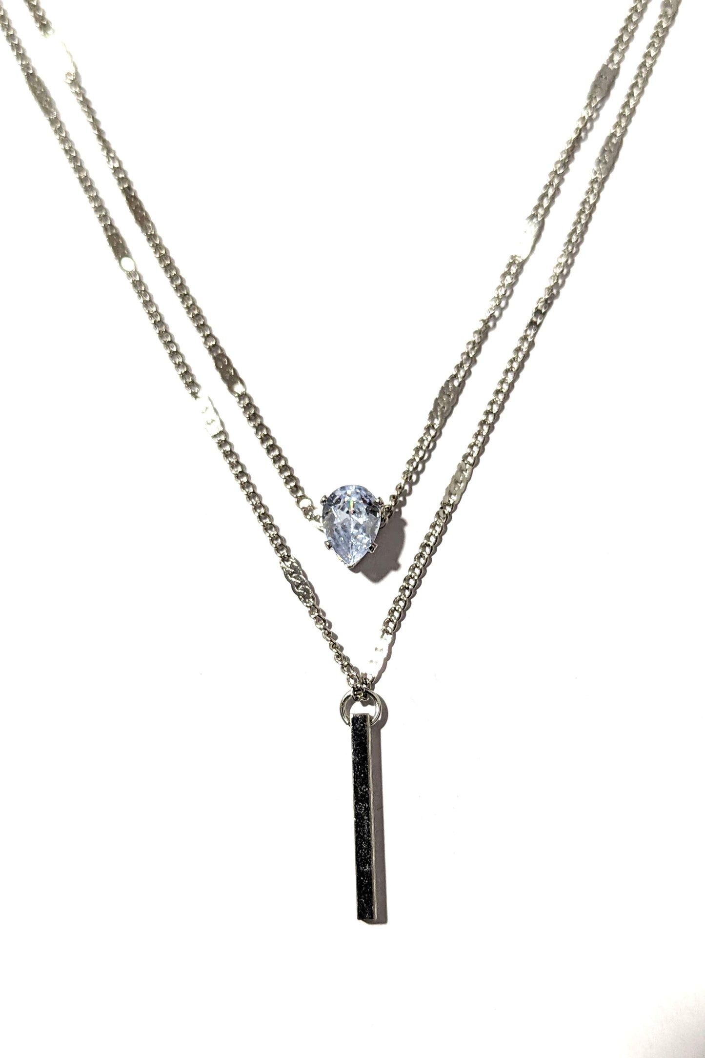 Silver Gem Double Necklace