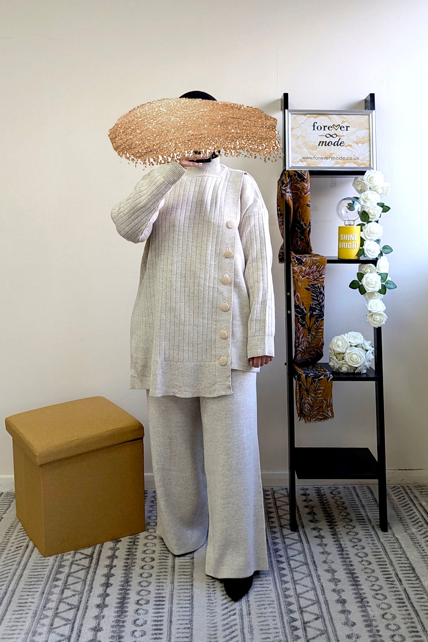Oat Button Knit Co-ord