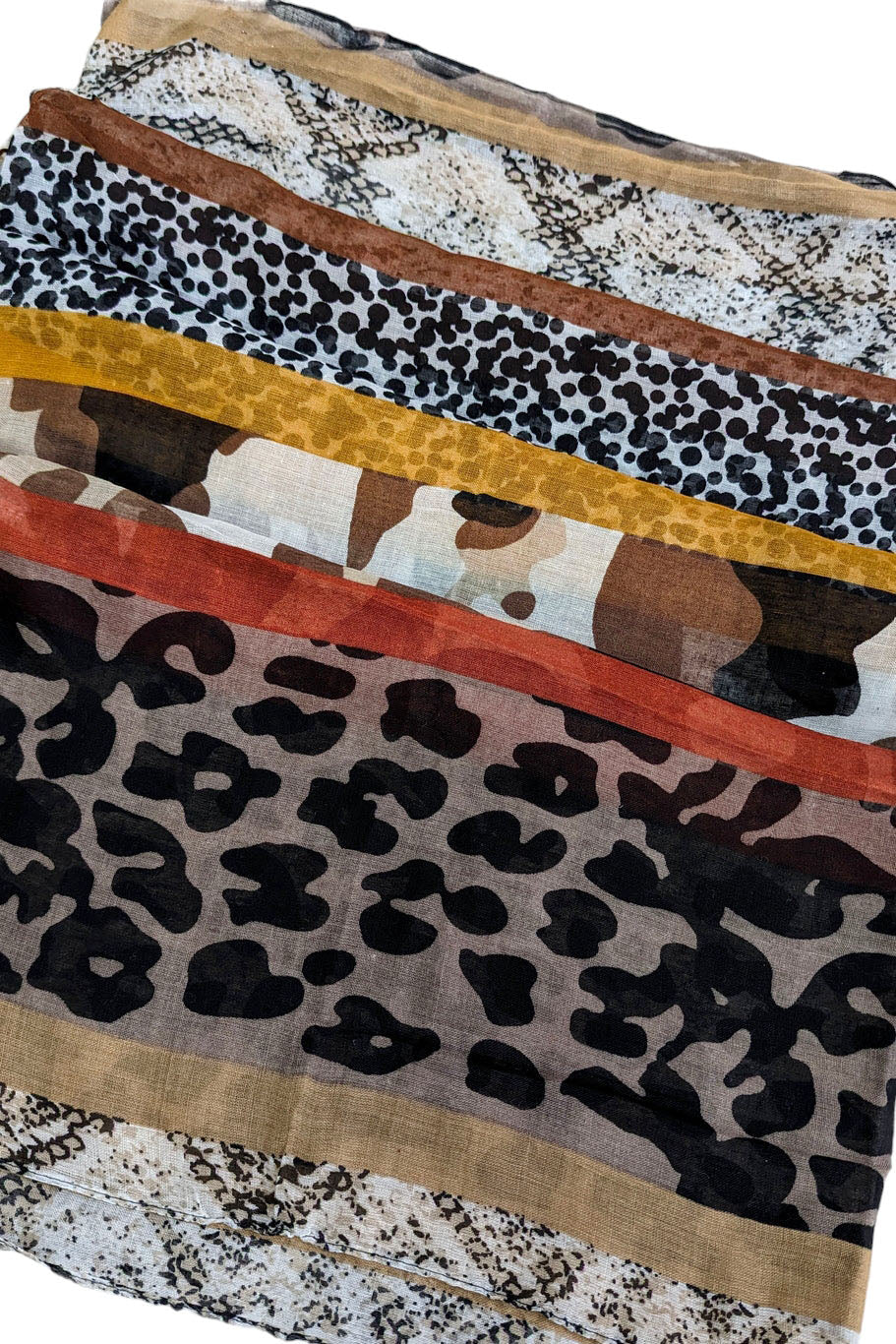 Tan Animal Mix Print Scarf