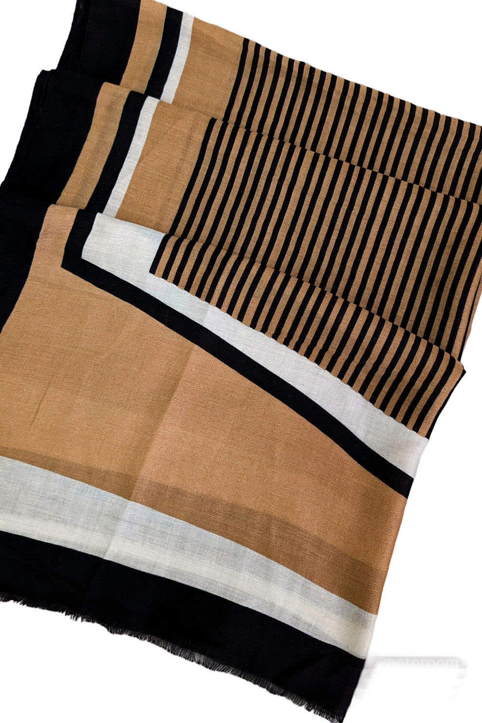 Brown Block Lined Print Scarf