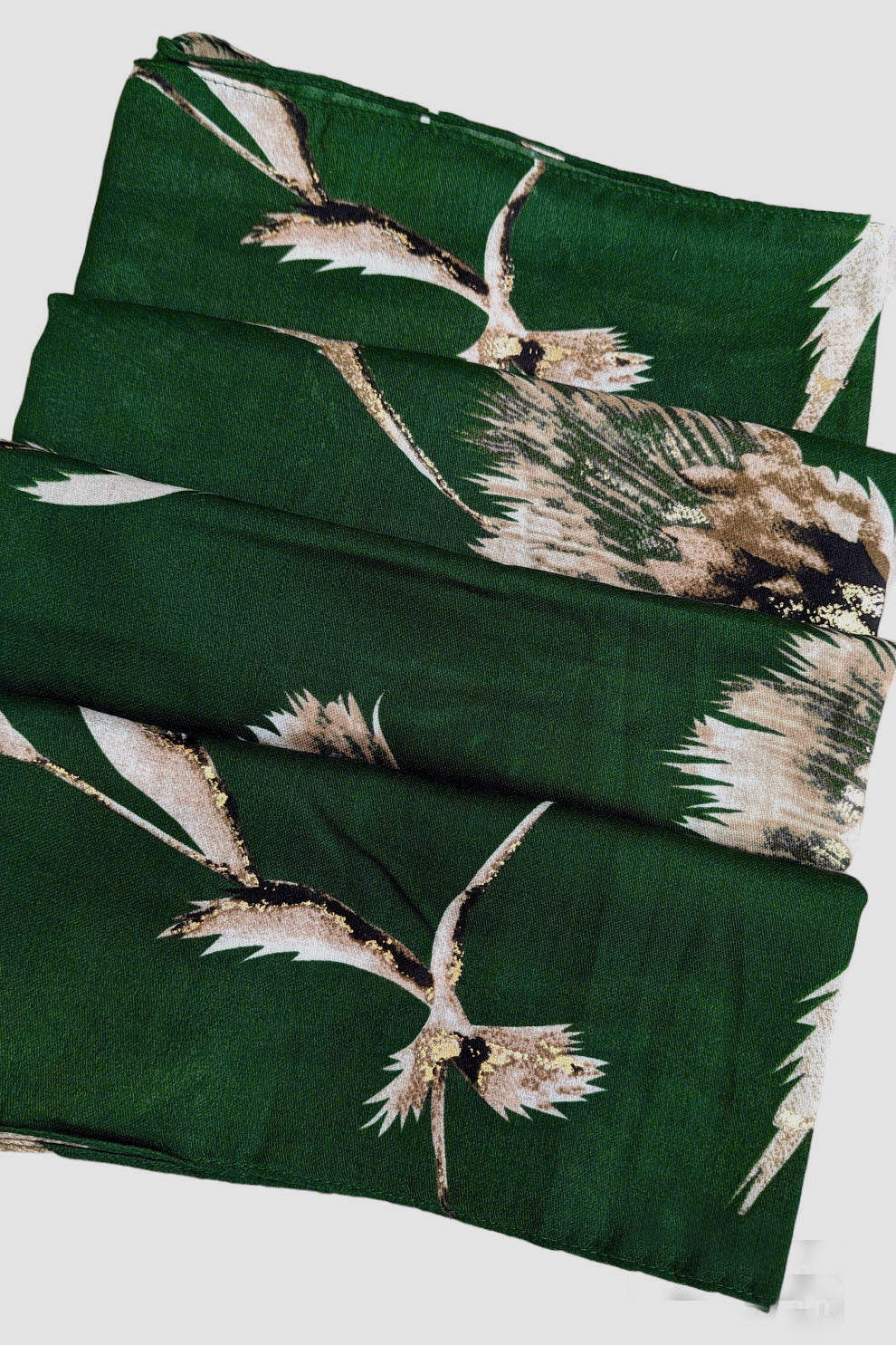 Green Floral Gold Foil Scarf