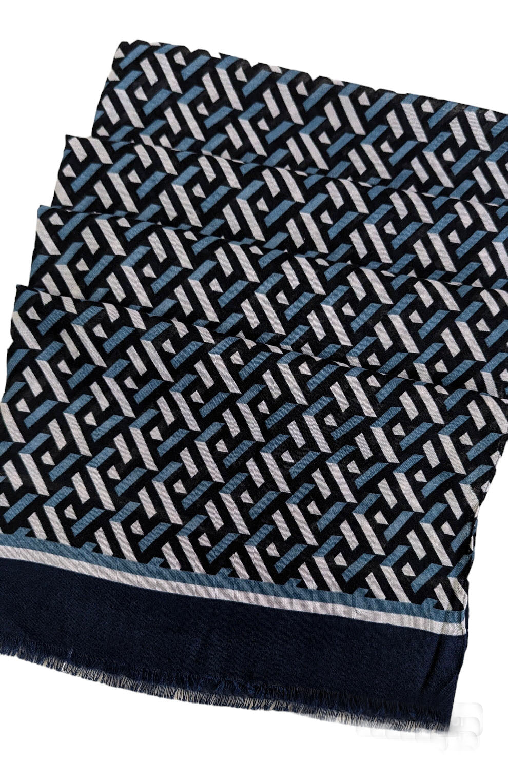 Navy Geometric Print Scarf