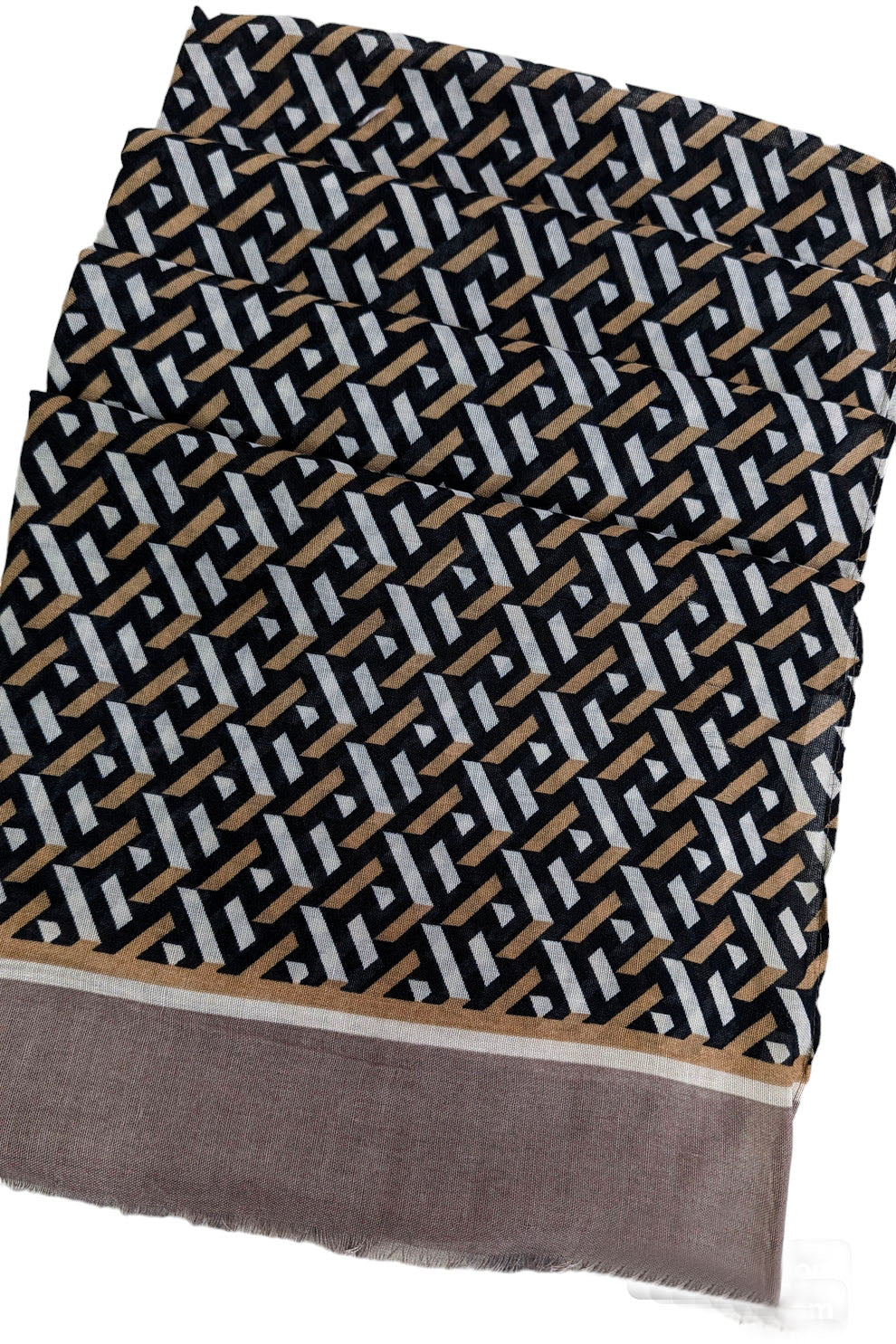 Brown Geometric Print Scarf