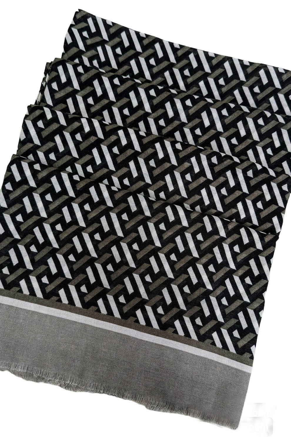 Grey Geometric Print Scarf