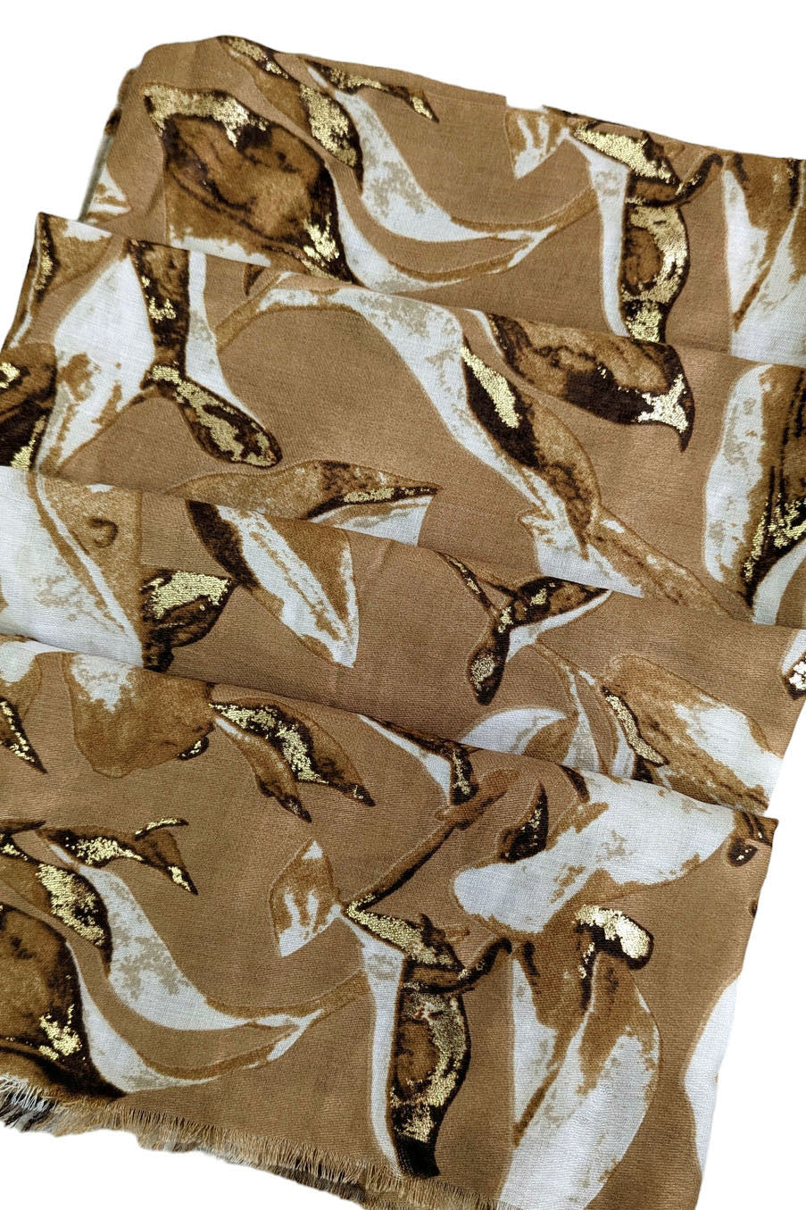 Gold Foil Leaf Printed Scarf