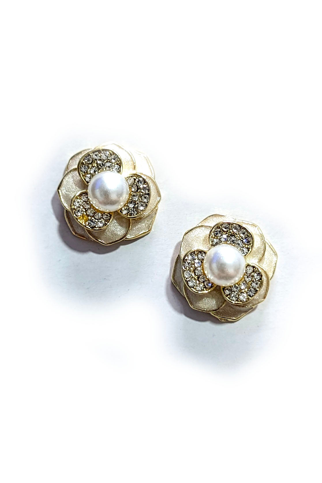 Gold Floral Pearl Earrings