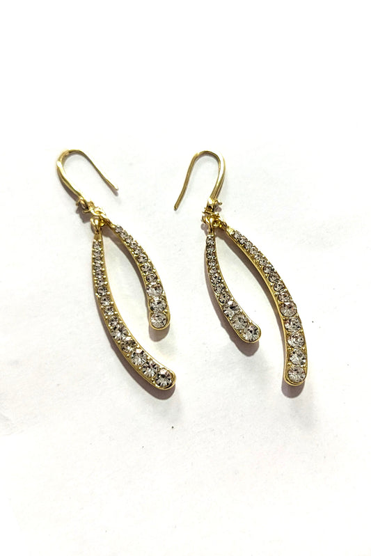 Gold Gem Long Earrings