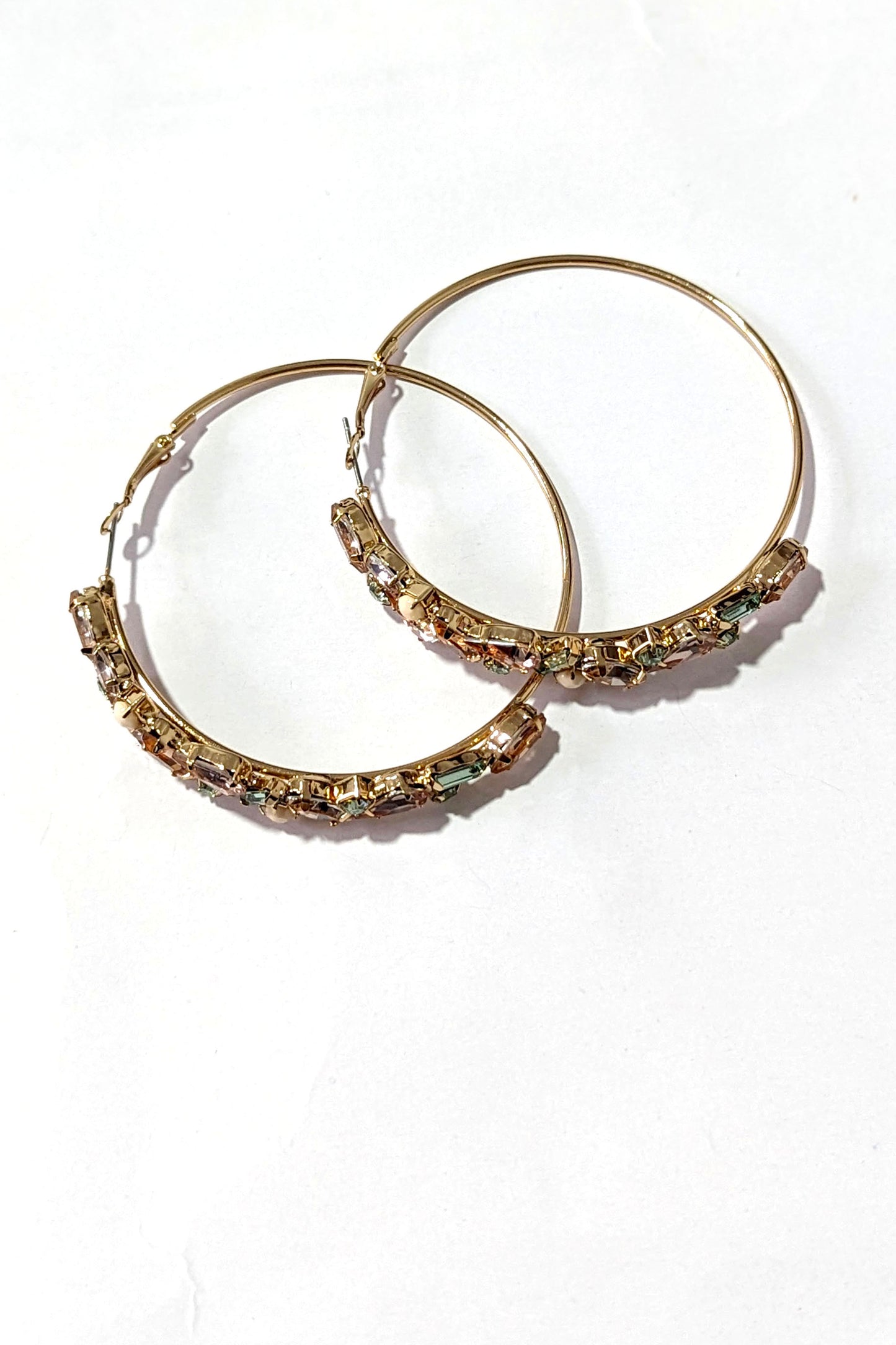 Multi Encrusted Hoop Earrings