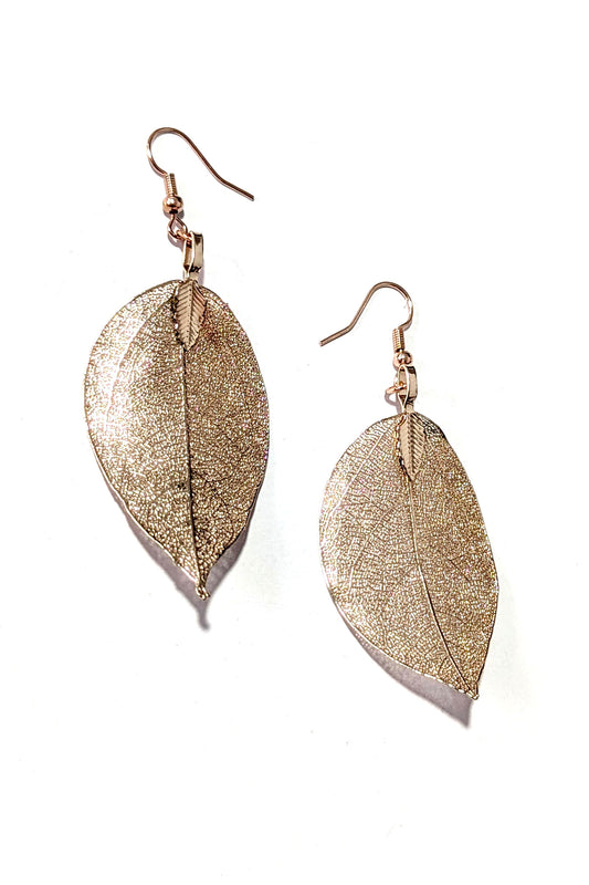 Rose Gold Leaf Earrings