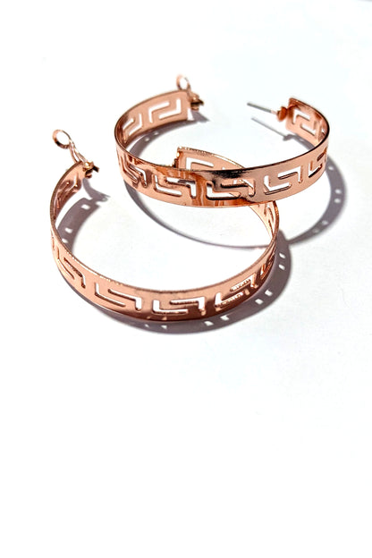 Rose Gold Laser Cut Hoop Earrings