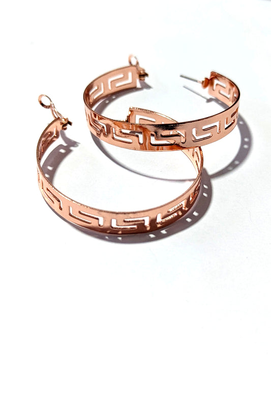 Rose Gold Laser Cut Hoop Earrings