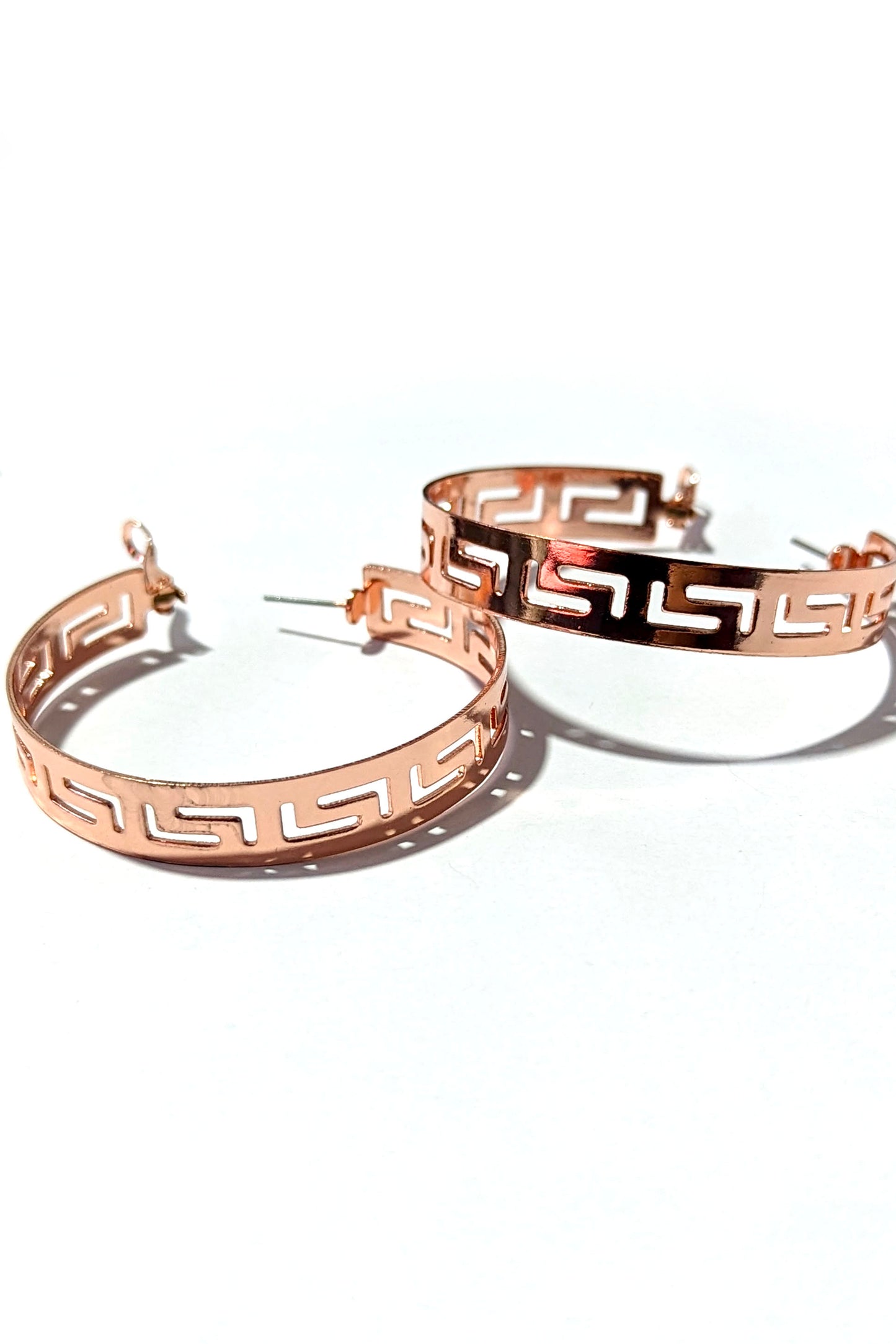 Rose Gold Laser Cut Hoop Earrings