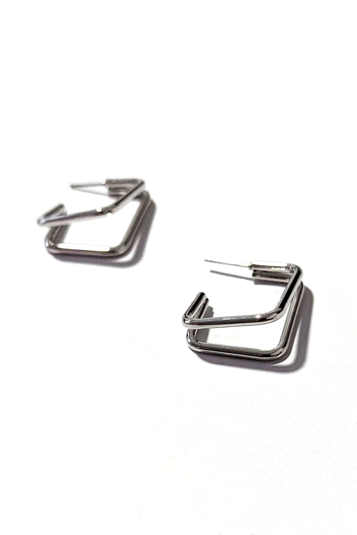 Silver Square Geometric Earrings