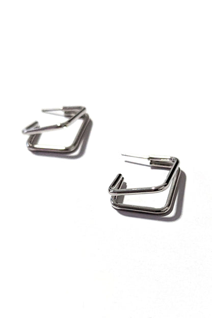 Silver Square Geometric Earrings