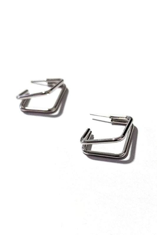 Silver Square Geometric Earrings
