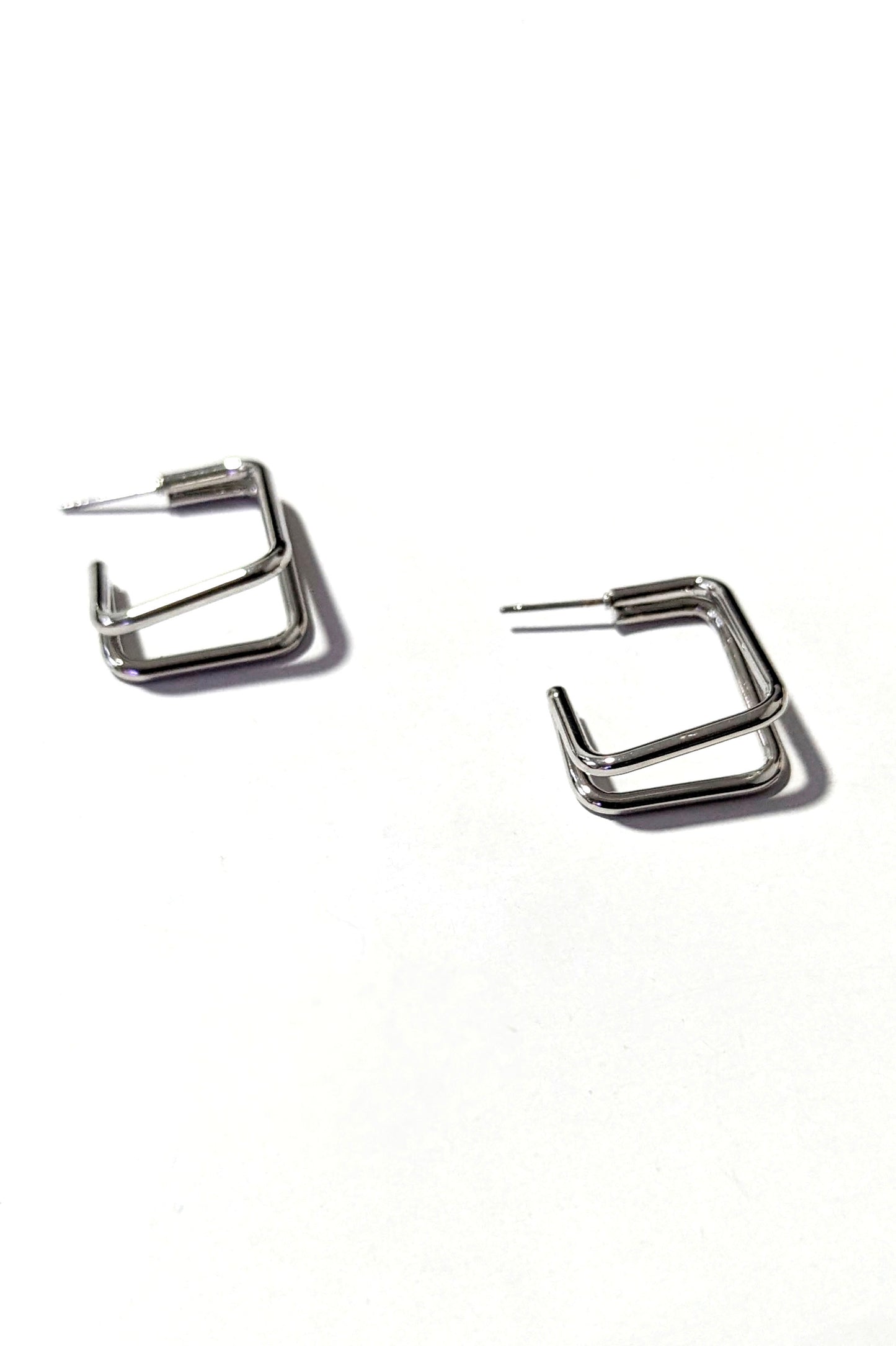 Silver Square Geometric Earrings