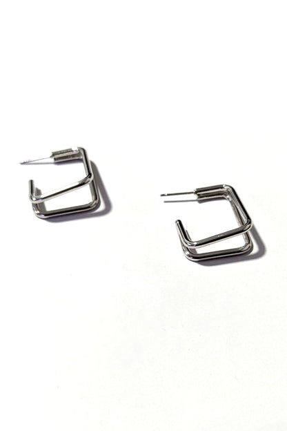 Silver Square Geometric Earrings