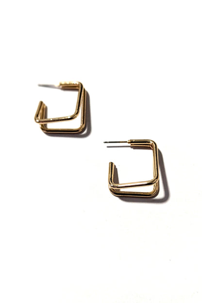 Gold Square Geometric Earrings