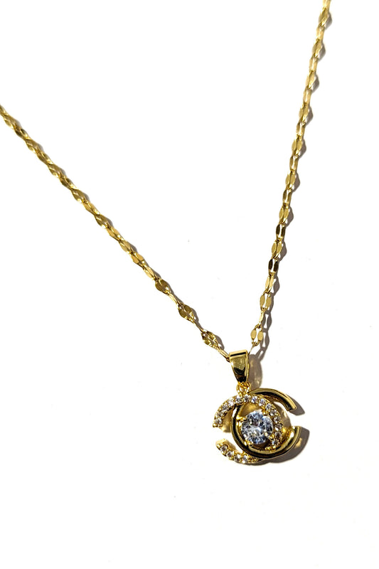Gold Centre Diamond 'C' Necklace