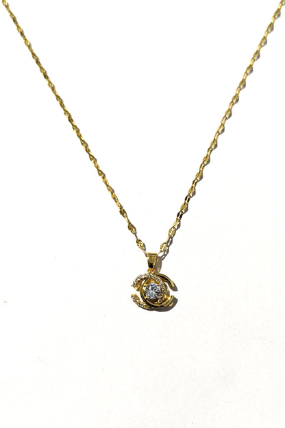 Gold Centre Diamond 'C' Necklace