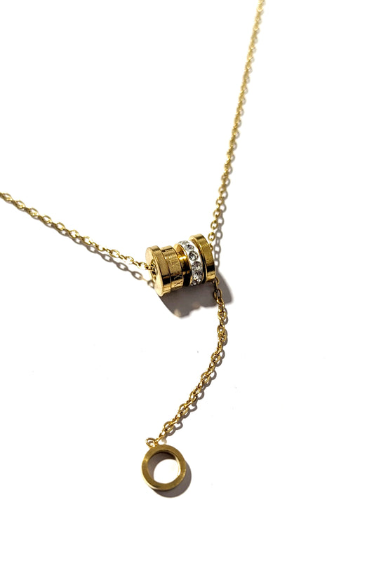 Gold Barrel Ring Necklace