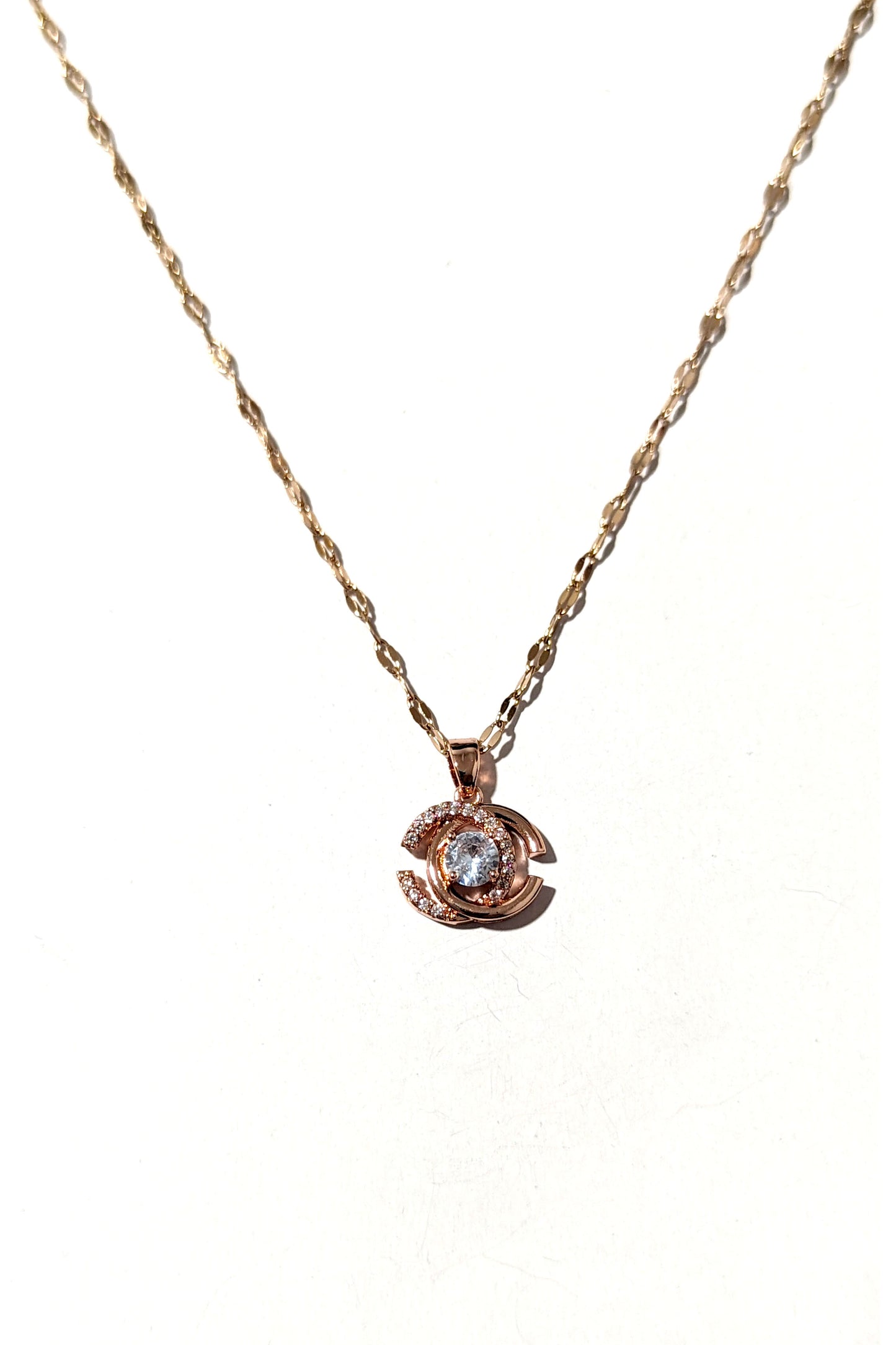 Rose Gold Centre Diamond 'C' Necklace