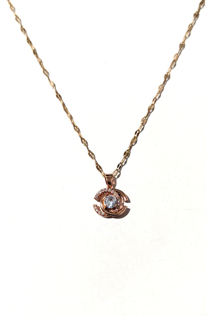 Rose Gold Centre Diamond 'C' Necklace
