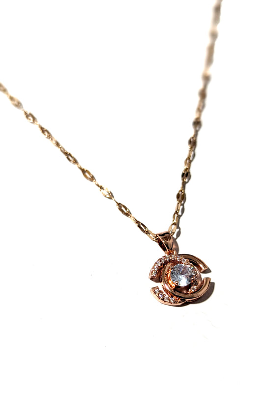Rose Gold Centre Diamond 'C' Necklace