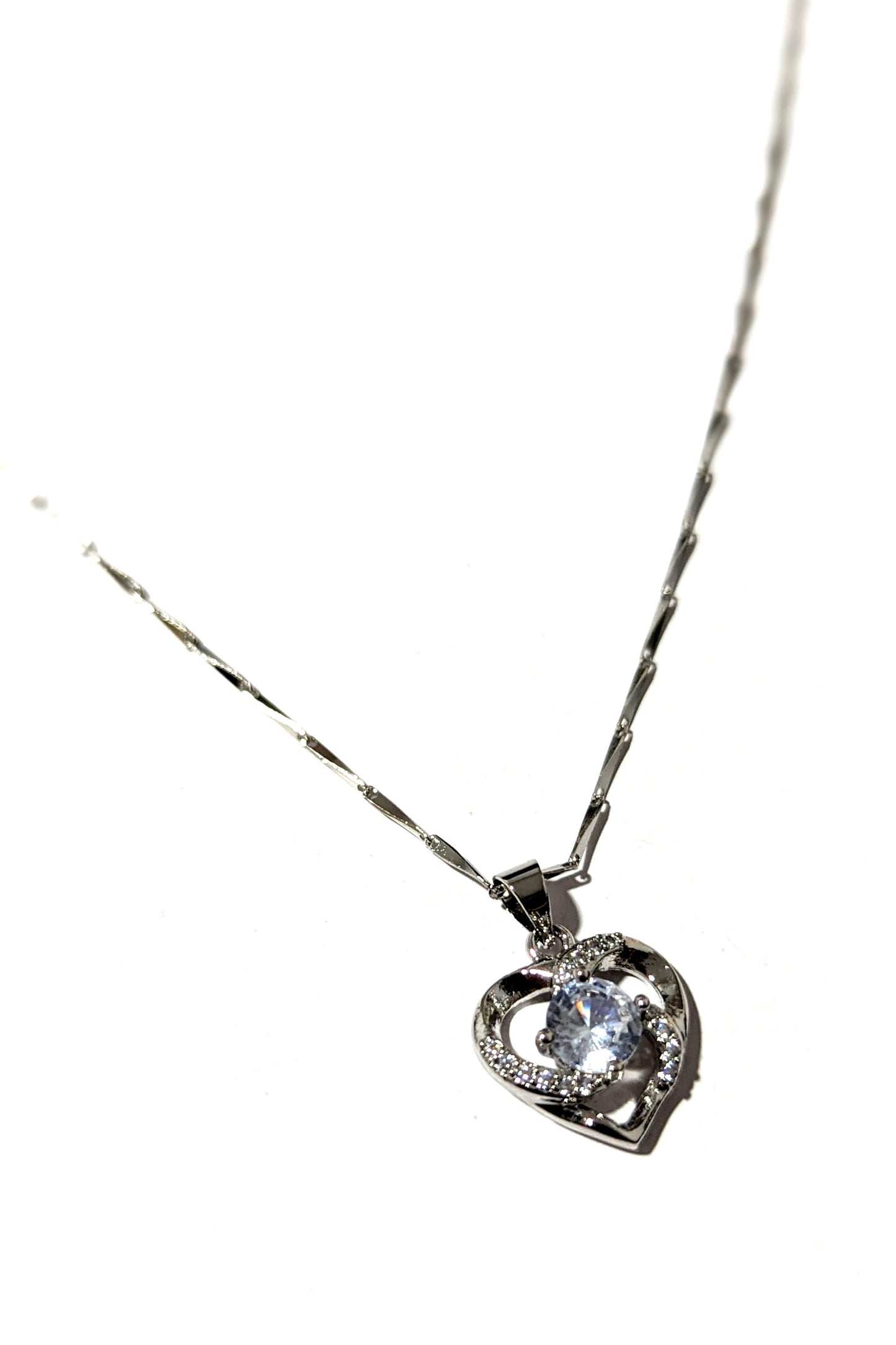 Silver Heart Crystal Necklace