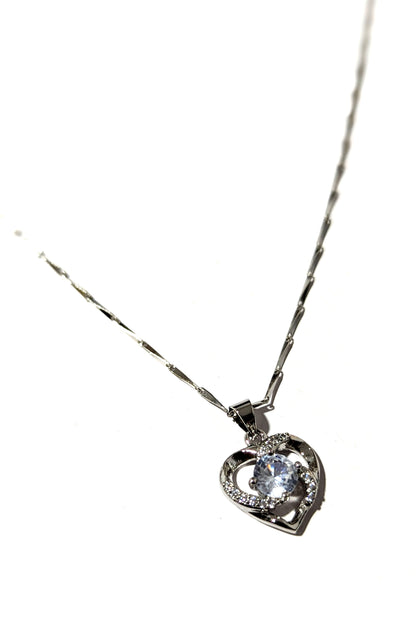 Silver Heart Crystal Necklace