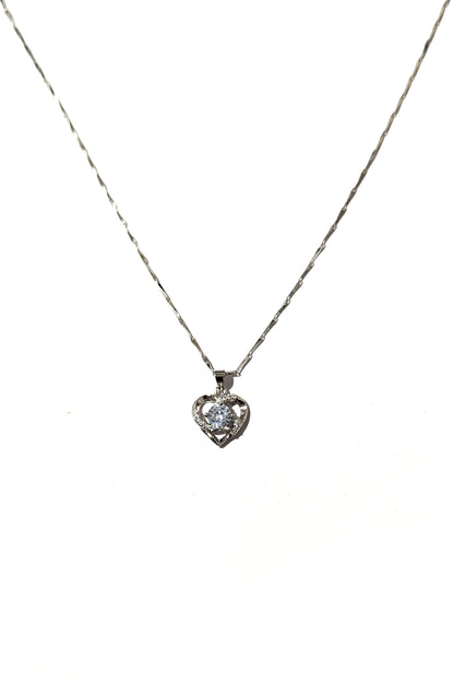 Silver Heart Crystal Necklace