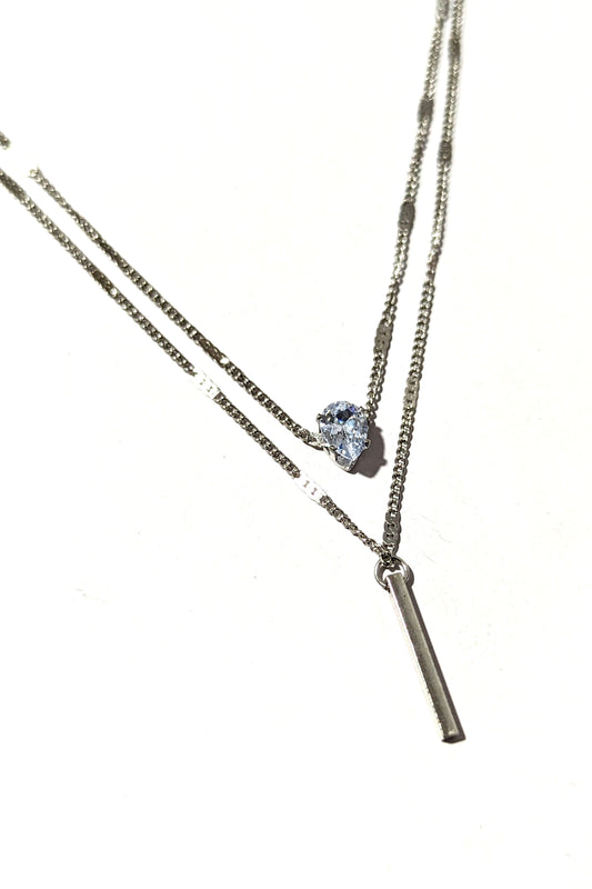 Silver Gem Double Necklace