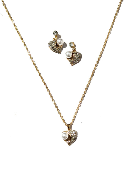 Gold Crystal Heart Set