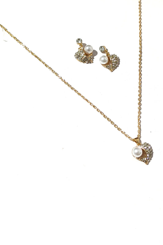 Gold Crystal Heart Set