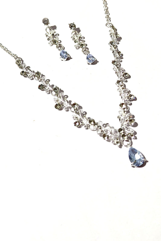 Silver Leaf Crystal Set