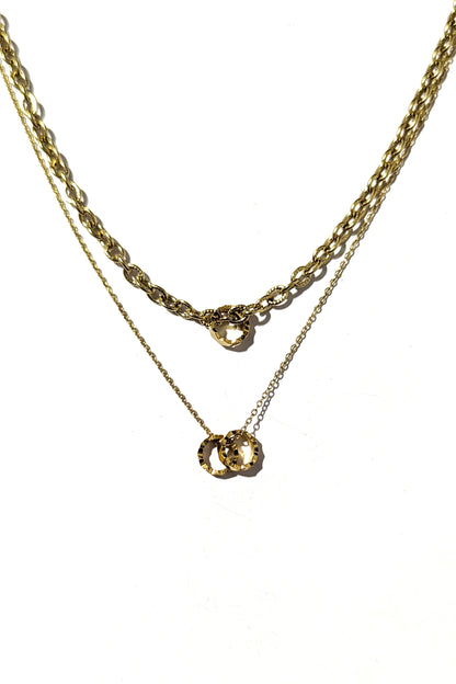 Gold 3 Ring Chain Necklace