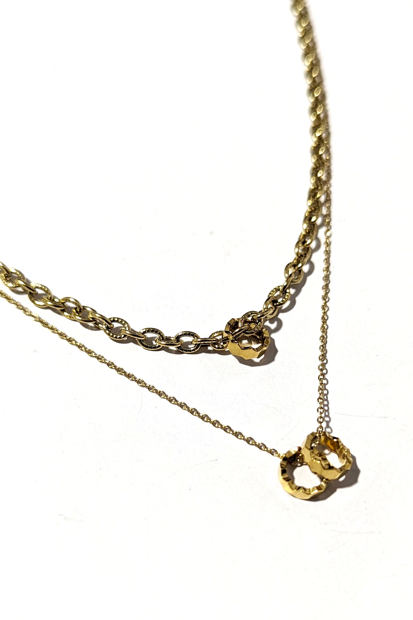 Gold 3 Ring Chain Necklace