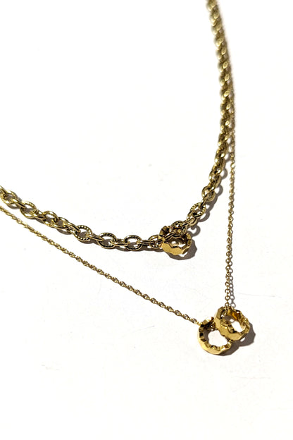 Gold 3 Ring Chain Necklace