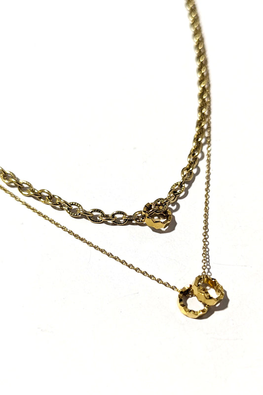 Gold 3 Ring Chain Necklace