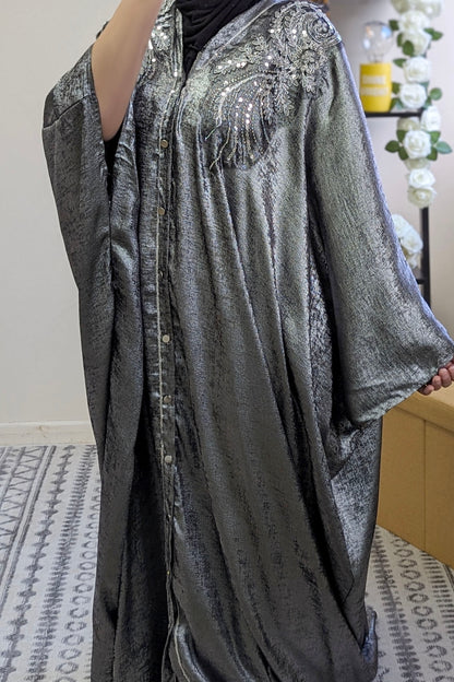 Gun Metal Sequin Shimmer Maxi