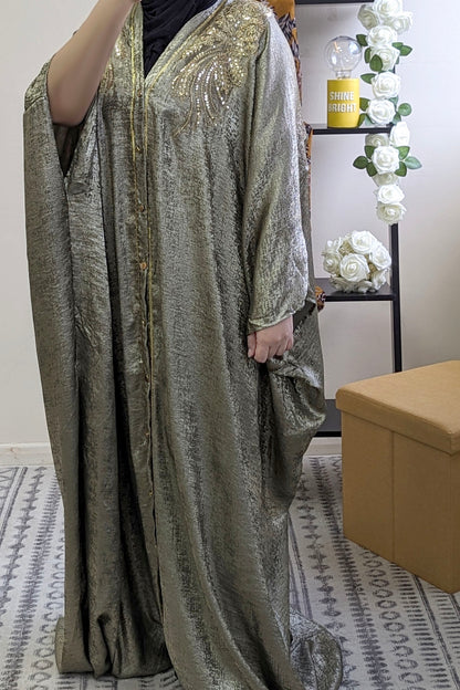 Khaki Gold Sequin Shimmer Maxi