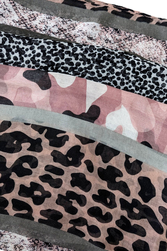Pink Animal Mix Print Scarf