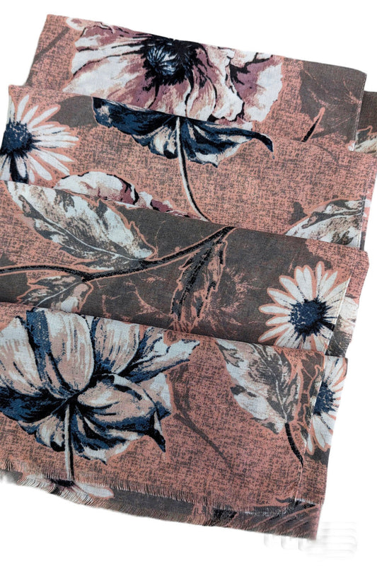 Pink Large Floral Print Scarf