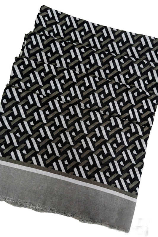 Grey Geometric Print Scarf