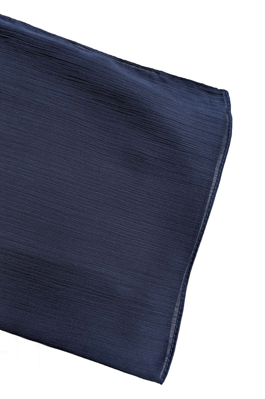 Navy Satin Ribbed Scarf