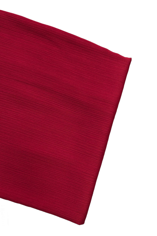 Red Satin Ribbed Scarf